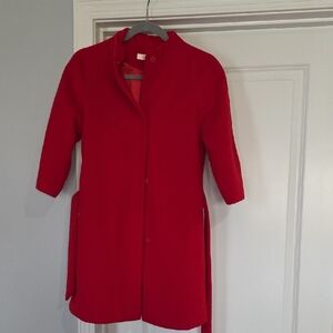 Elegant Red Pea Coat for Women